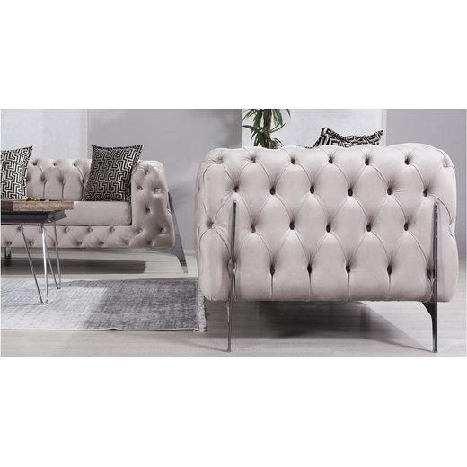 Perla Sofa Set 3`er + Sessel 1103 - Senfgelb Silber