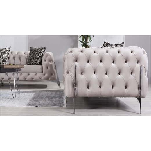 Perla Sofa Set 2`er + Sessel 1105 - Dunkelbraun Gold