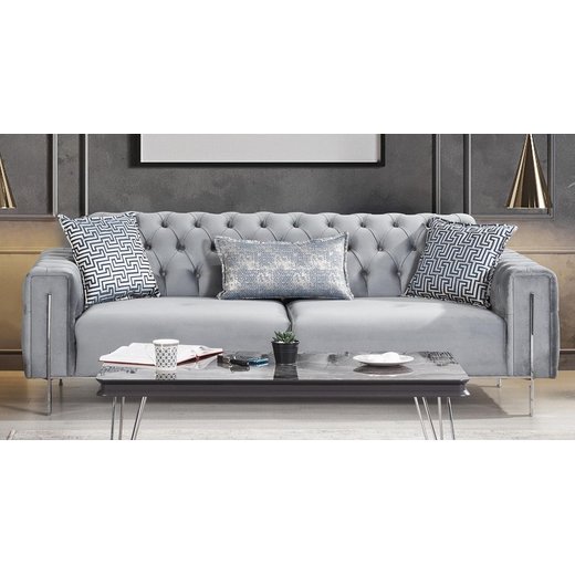 Mostar Sofa Set 2`er + Sessel 1131 - Dunkelgrau Gold