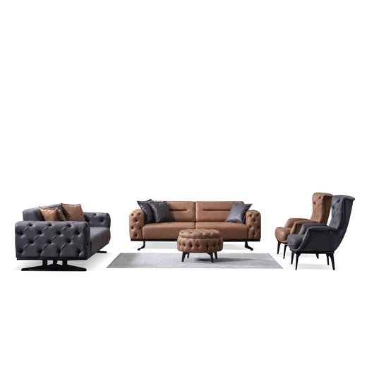Basel Sofa Set 3`er + 2`er + Sessel 1131 - Dunkelgrau