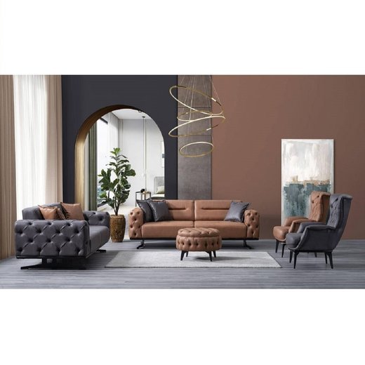 Basel Sofa Set 3`er + 2`er + Sessel 1132 - Dunkelblau