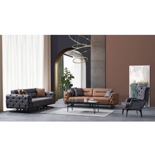Basel Sofa Set 3`er + 3`er + 2X Sessel 1105 - Dunkelbraun
