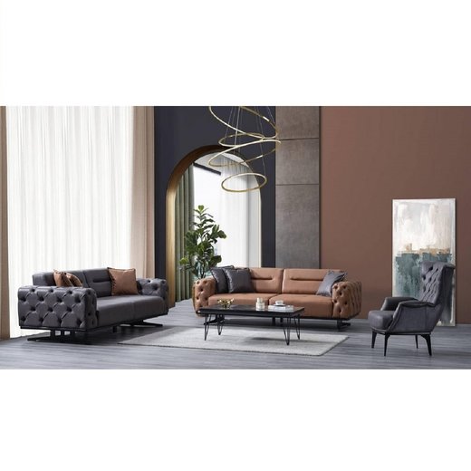 Basel Sofa Set 3`er + 3`er + 2X Sessel 1131 - Dunkelgrau