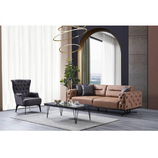 Basel Sofa Set 2`er + Sessel 1103 - Senfgelb