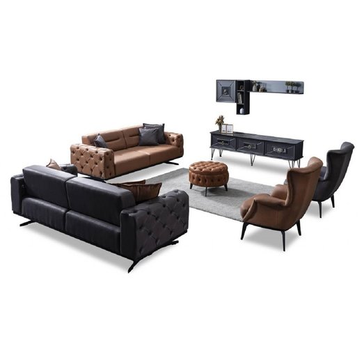 Basel Sofa Set 3`er + 3`er + Sessel 1108 - Grau