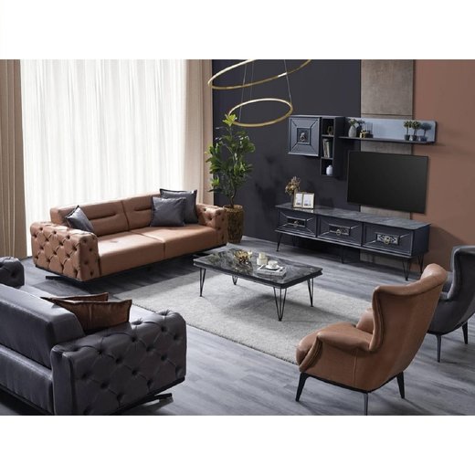 Basel Sofa Set 3`er + 3`er + Sessel 1108 - Grau