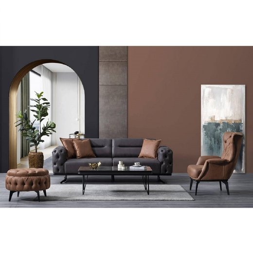 Basel Sofa Set 3`er + 3`er + Sessel 1108 - Grau