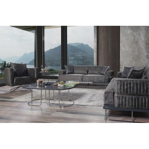 Orion Sofa Set 3`er + Sessel 1100 - Beige Silber