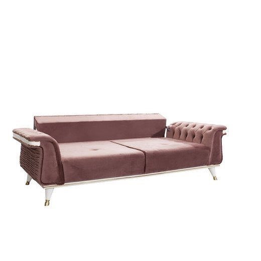 Esse Sofa Set 3`er + 2`er + Sessel 1105 - Dunkelbraun Weiß-Gold
