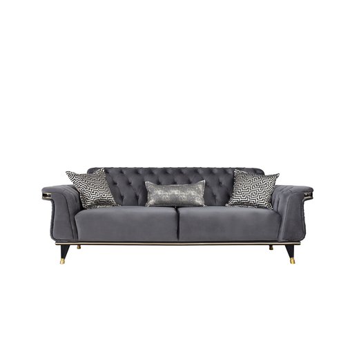 Esse Sofa Set 3`er + 2`er + Sessel 1131 - Dunkelgrau Wei-Gold
