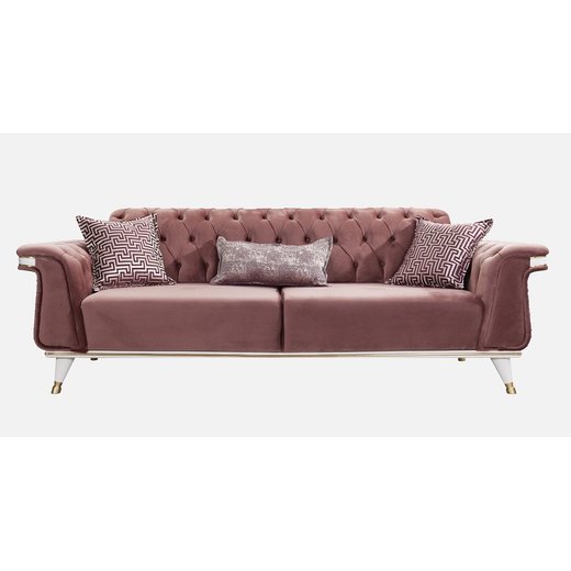 Esse Sofa Set 2`er + Sessel 1105 - Dunkelbraun Schwarz-Gold