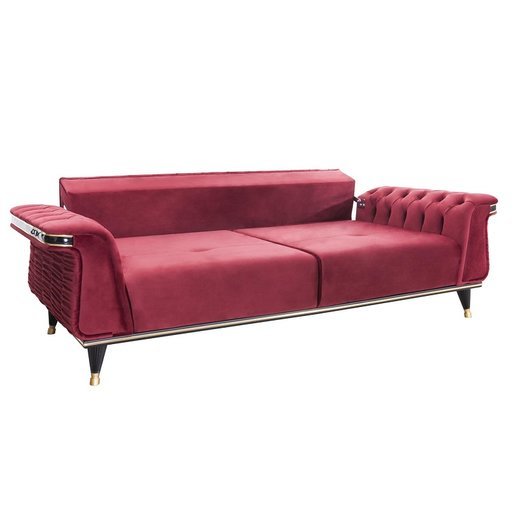 Esse Sofa Set 2`er + Sessel 1105 - Dunkelbraun Schwarz-Gold
