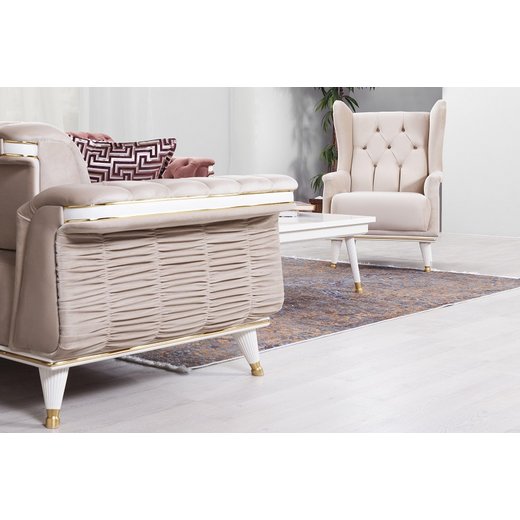 Esse Sofa Set 2 Sitzer 1126 - Grn Wei-Gold