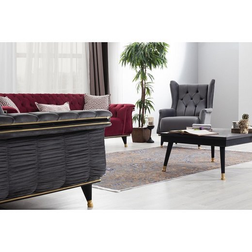 Esse Sofa Set Sessel 1108 - Grau Schwarz-Gold