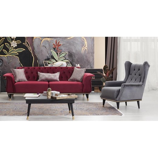 Esse Sofa Set Sessel 1108 - Grau Schwarz-Gold