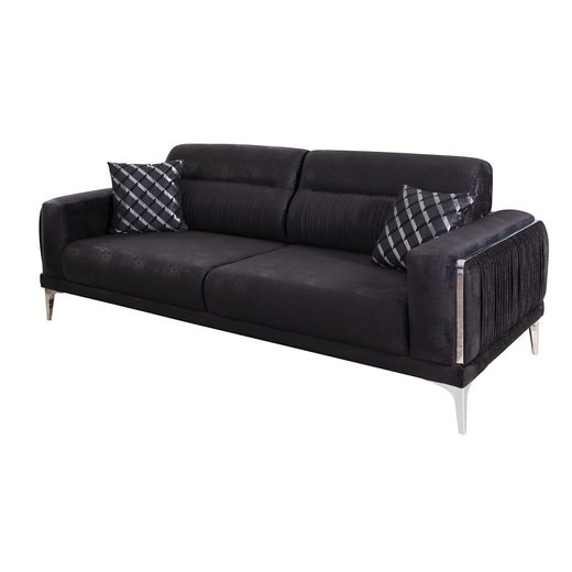 Berlin Sofa Set 3`er + 2`er + Sessel 1131 - Dunkelgrau Gold