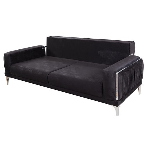 Berlin Sofa Set 3`er + Sessel 1131 - Dunkelgrau Chrom
