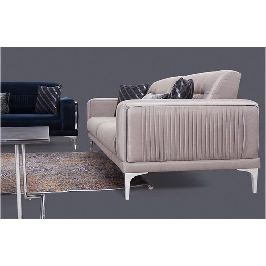 Berlin Sofa Set 3`er + Sessel 1134 - Hellbraun Chrom