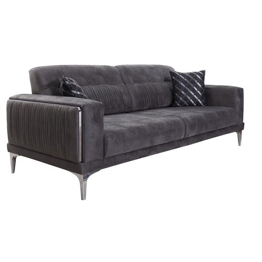 Berlin Sofa Set 2`er + Sessel 1131 - Dunkelgrau Chrom