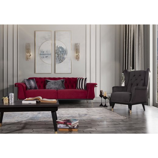 Grand Sofa Set 3`er + 2`er + Sessel 1100 - Beige Gold