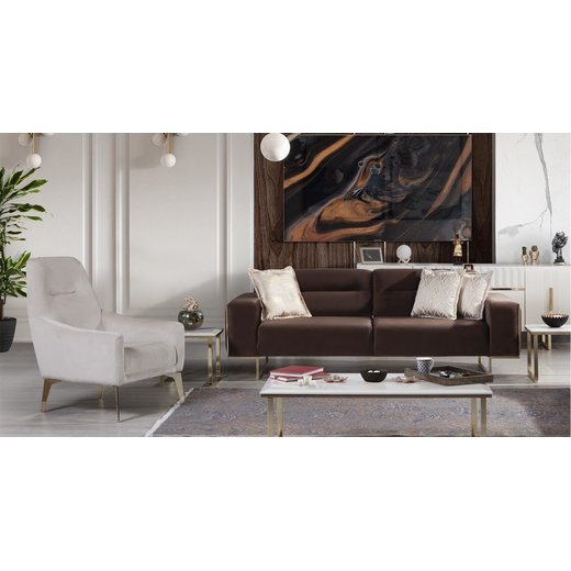 Monza Sofa Set 3`er + Sessel 1103 - Senfgelb Silber