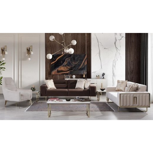 Monza Sofa Set 2 Sitzer 1133 - Cappuccino Silber