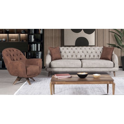 Deniz Sofa Set 3`er + 2`er + Sessel 1103 - Senfgelb Anthrazit