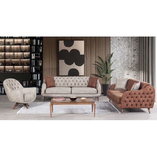 Deniz Sofa Set 3`er + 2`er + Sessel 1103 - Senfgelb Anthrazit