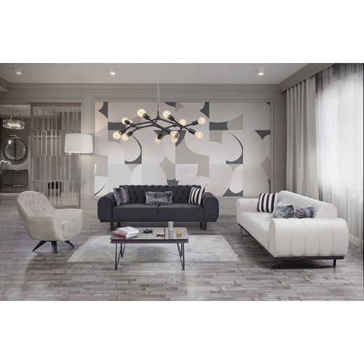 Torya Sofa Set 2`er + Sessel 1105 - Dunkelbraun Chesterfield (mit Knpfen)
