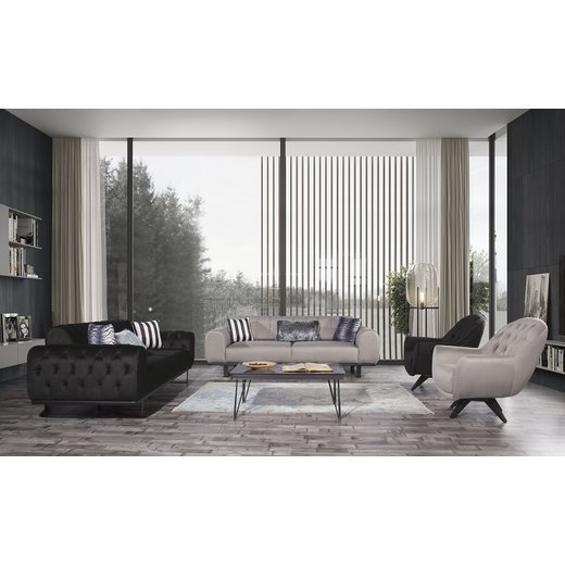 Torya Sofa Set 2`er + Sessel 1105 - Dunkelbraun Chesterfield (mit Knpfen)