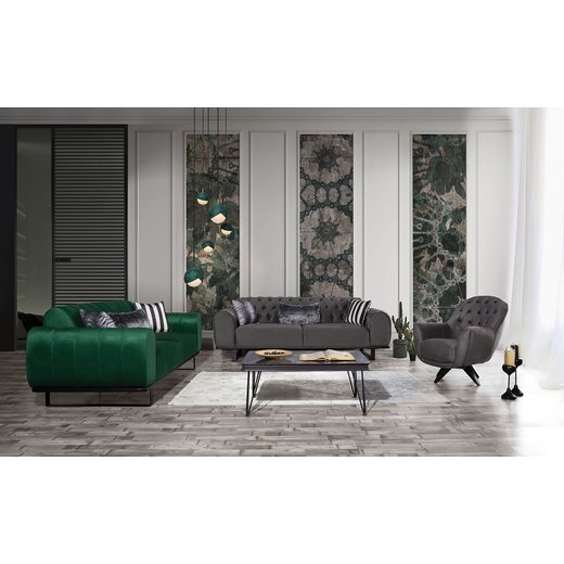 Torya Sofa Set 3 Sitzer 1134 - Hellbraun gestreift