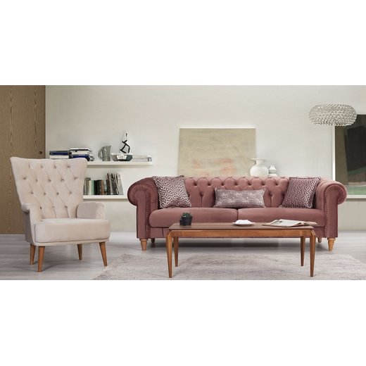Rustik Sofa Set 3`er + 3`er + 2X Sessel 1133 - Cappuccino Anthrazit geknpft