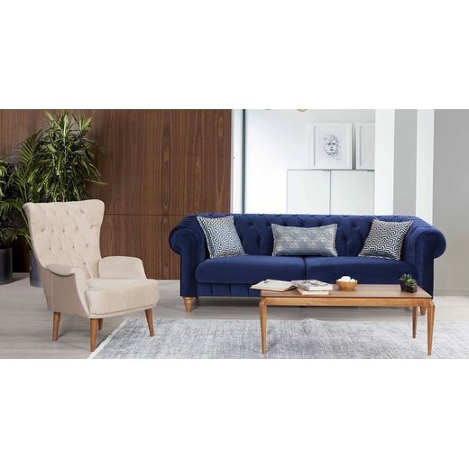 Rustik Sofa Set 3`er + 3`er + 2X Sessel 1133 - Cappuccino Anthrazit gestreift