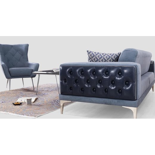 Londra Sofa Set 3`er + 3`er + 2X Sessel 1126 - Grn Silber