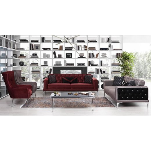 Londra Sofa Set 3`er + 3`er + 2X Sessel 1126 - Grn Silber