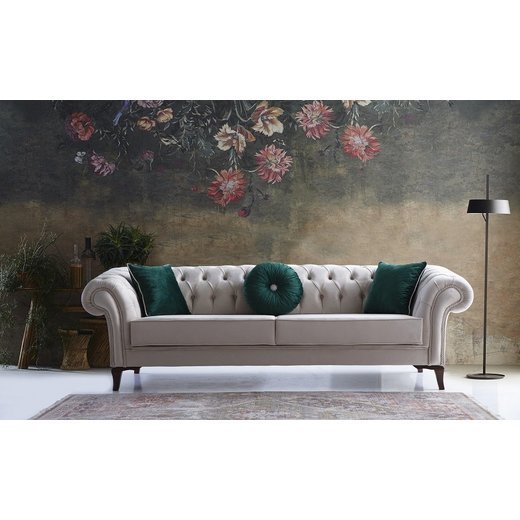 Nora Sofa Set 3`er + 2`er + Sessel 1108 - Grau Wei