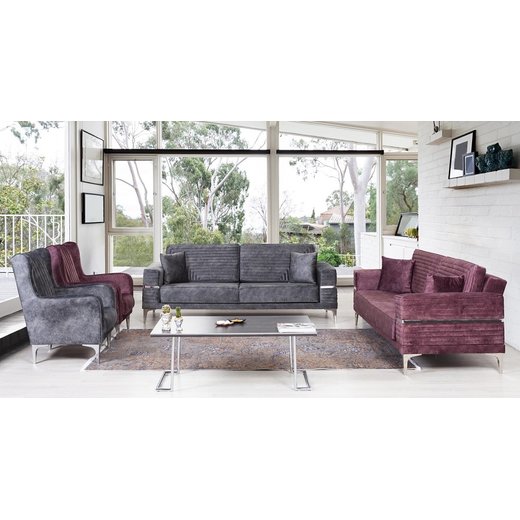 Kiev Sofa Set 2`er + Sessel 1110 - Altrosa Gold