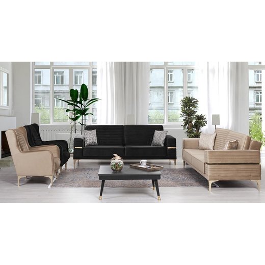Kiev Sofa Set 2 Sitzer 1105 - Dunkelbraun Gold