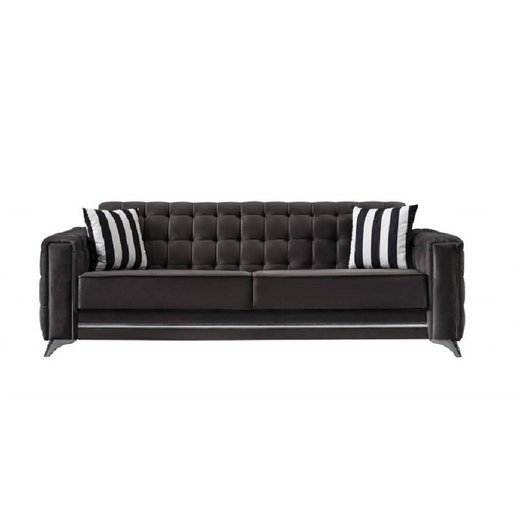 Porto Sofa Set 3`er + 2`er + Sessel 1131 - Dunkelgrau Silber