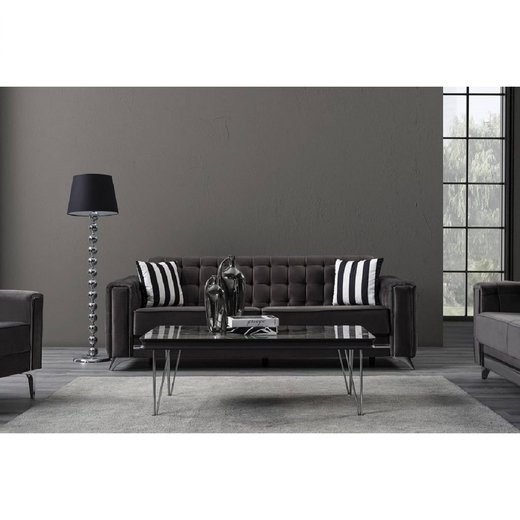 Porto Sofa Set 3`er + 2`er + Sessel 1121 - S.Beige Silber