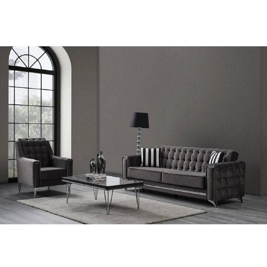 Porto Sofa Set 3`er + Sessel 1109 - Blau Gold