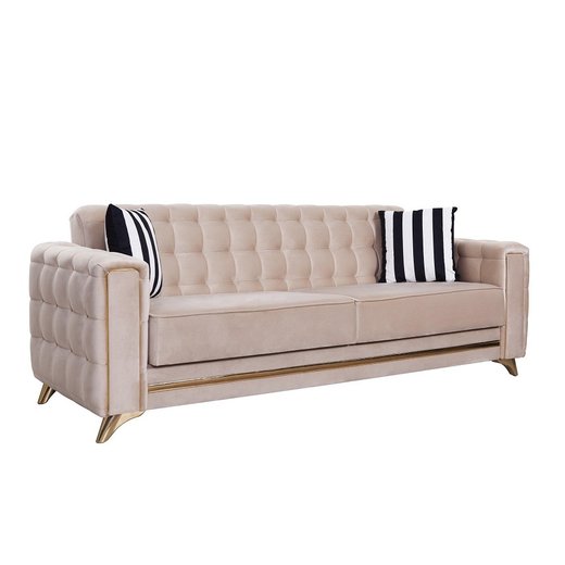 Porto Sofa Set 3`er + 3`er + Sessel 1100 - Beige Gold