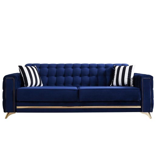 Porto Sofa Set Sessel 1132 - Dunkelblau Gold