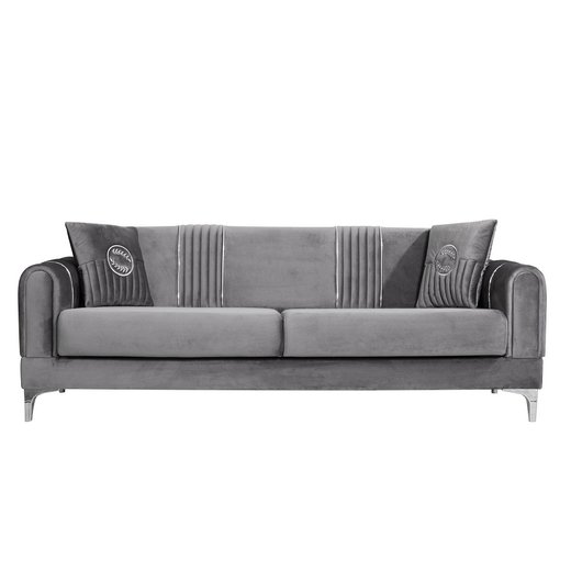 Viyana Sofa Set 3`er + 3`er + 2X Sessel 1109 - Blau Gold mit Muster/Emblem