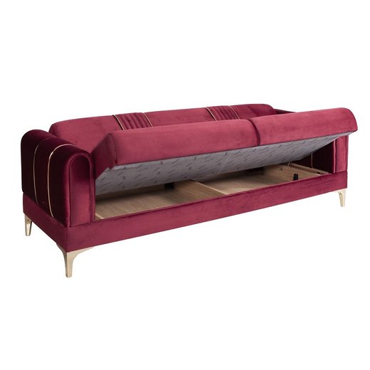 Viyana Sofa Set 3`er + 3`er + 2X Sessel 1109 - Blau Gold mit Muster/Emblem
