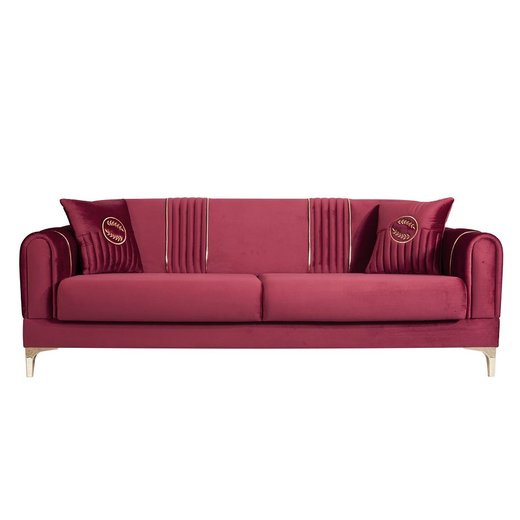 Viyana Sofa Set 2`er + Sessel 1130 - Bordo Silber ohne Muster/Emblem