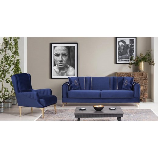 Viyana Sofa Set 3 Sitzer 1100 - Beige Silber ohne Muster/Emblem