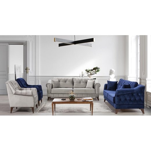 skp Sofa Set 3 Sitzer 1108 - Grau Nussbaum