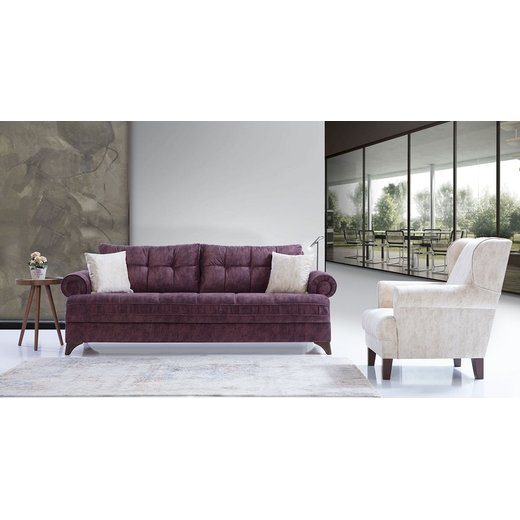 Melis Sofa Set 3`er + 2`er + Sessel 1134 - Hellbraun Braun