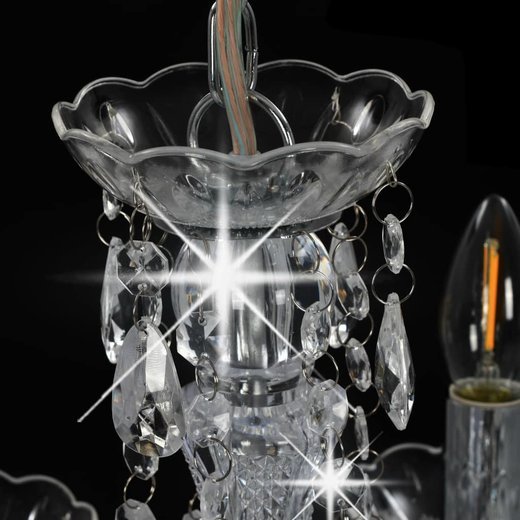 Kronleuchter mit Kristallperlen Silbern Rund 5 x E14